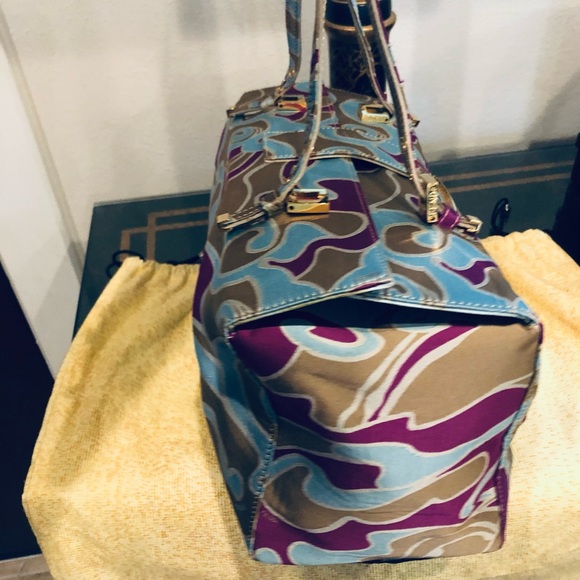 FENDI SATCHEL LARGE SWIRL FABRIC FANTASTIC PREOWNED CONDITION, BLUE DUSTBAG TOO - Picture 5 of 13